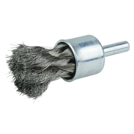 Weiler 1/2" Knot Wire End Brush, .0104" Stainless Steel Fill 10216